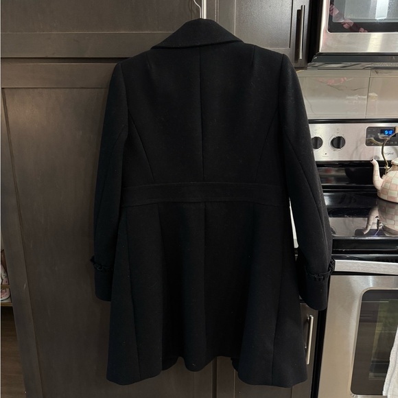 J.Crew Classic Black 100% Wool Coat Size 6 - Picture 2 of 4